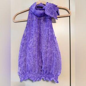 Sisley Lavender Halter Tank with Tie Neck